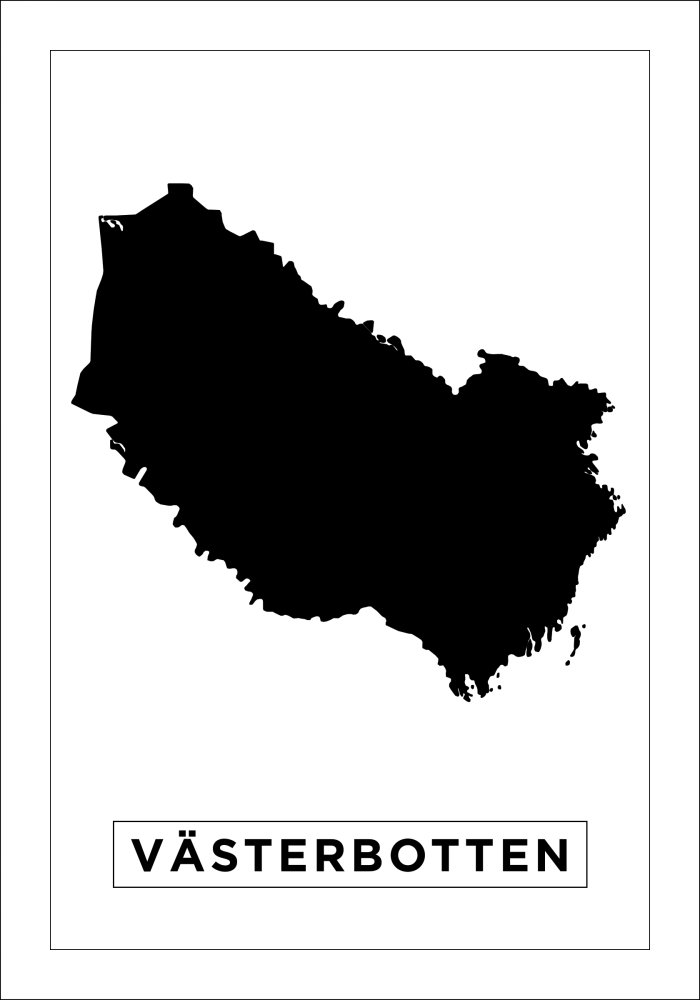 Karta - Västerbotten - Vit Poster