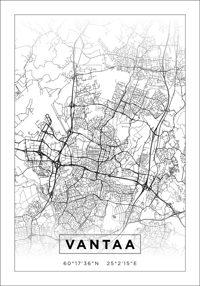 Karta - Vantaa - Vit Poster