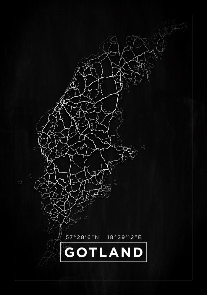 Karta - Gotland - Svart Poster