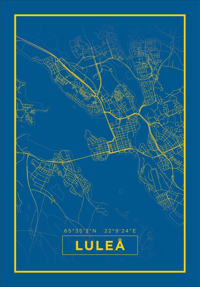 Map - Luleå - Blue Poster