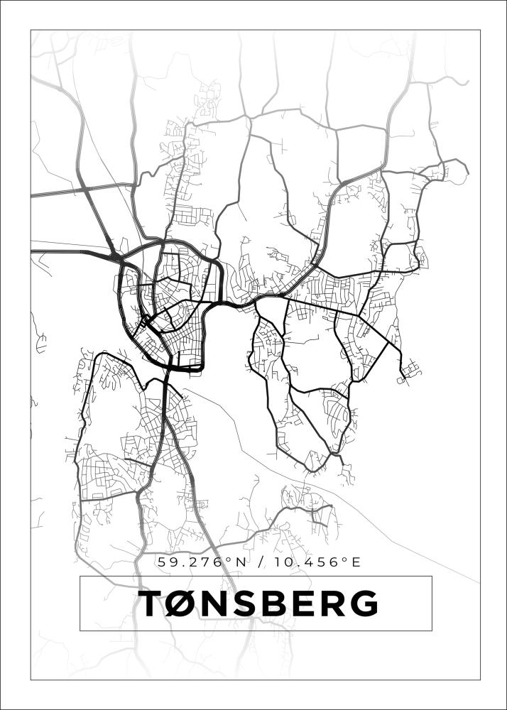 Karta - Tønsberg - Vit Poster