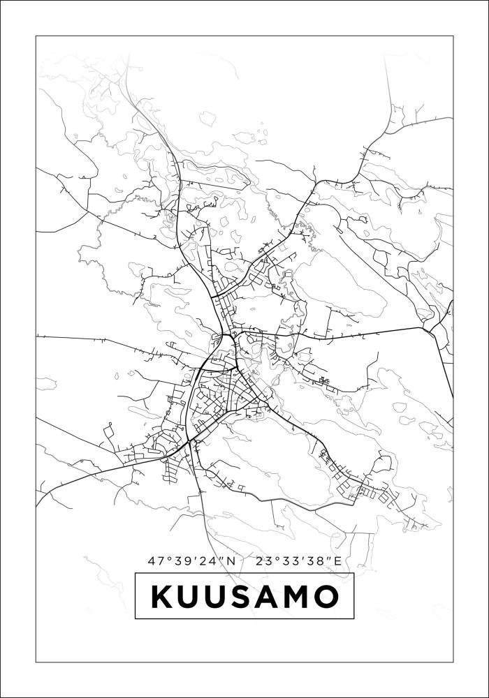 Karta - Kuusamo - Vit Poster