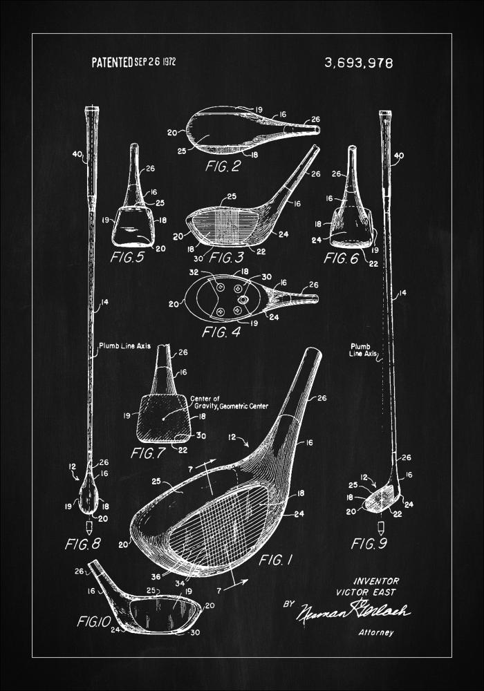 Patent Print - Golf Club - Black Poster