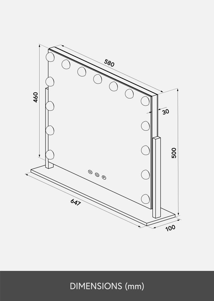 KAILA Sminkspegel Soft Corner LED Silver 65x50 cm