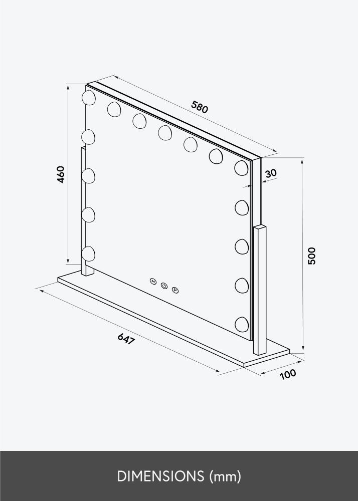 KAILA Sminkspegel Soft Corner LED Svart 60x52 cm