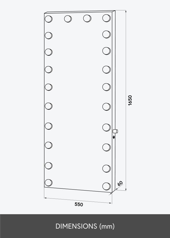 KAILA Spegel Tall LED Silver 55x165 cm