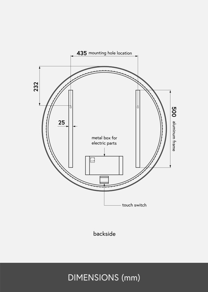 KAILA Spegel Circle LED Svart 80 cm Ø