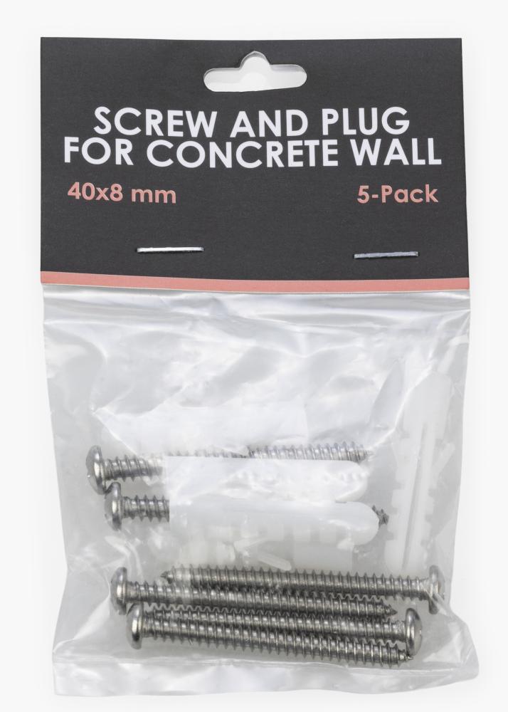 BGA Skruv och plugg för betongvägg - 5-pack (40x8 mm)