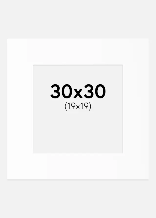 Passepartout Vit Standard (Vit kärna) 30x30 cm (19x19)
