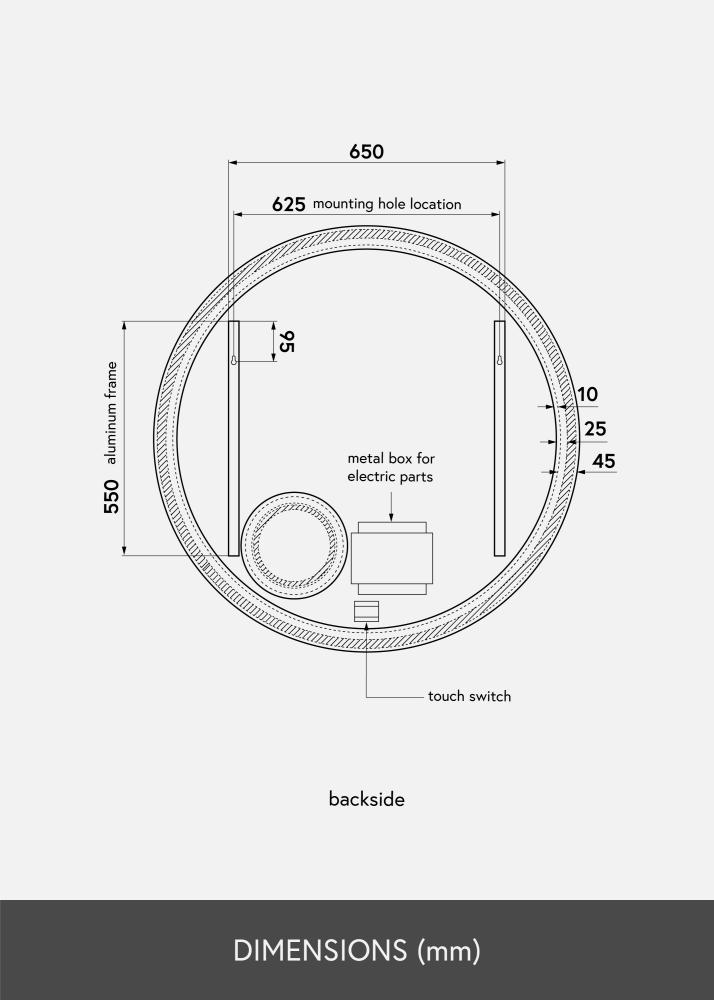 KAILA Spegel Circular Magnifying LED 100 cm Ø