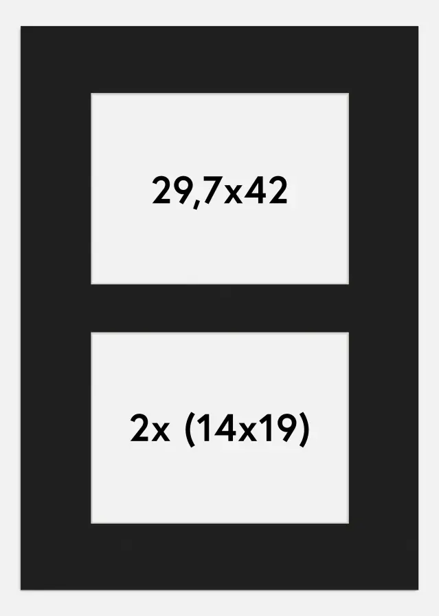 Passepartout Svart 29,7x42 cm - Collage 2 Bilder (14x19 cm)