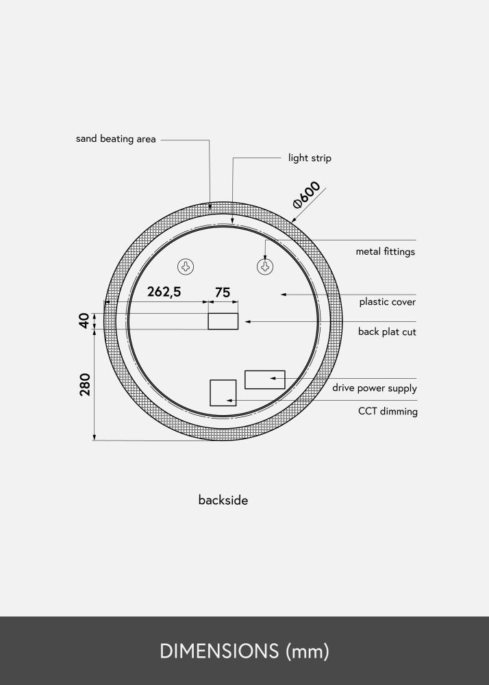 KAILA Spegel Circular LED 60 cm Ø