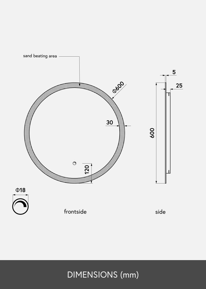 KAILA Spegel Circular LED 60 cm Ø