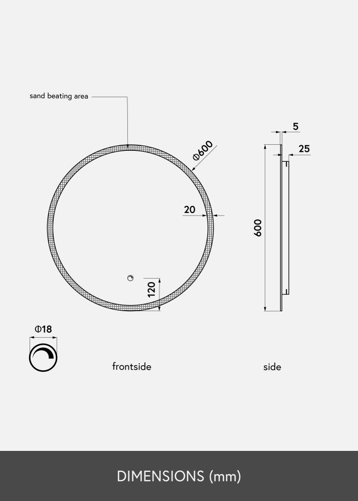 KAILA Spegel Frost LED 60 cm Ø