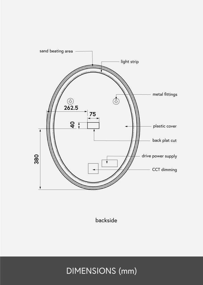 KAILA Spegel Oval LED 60x80 cm