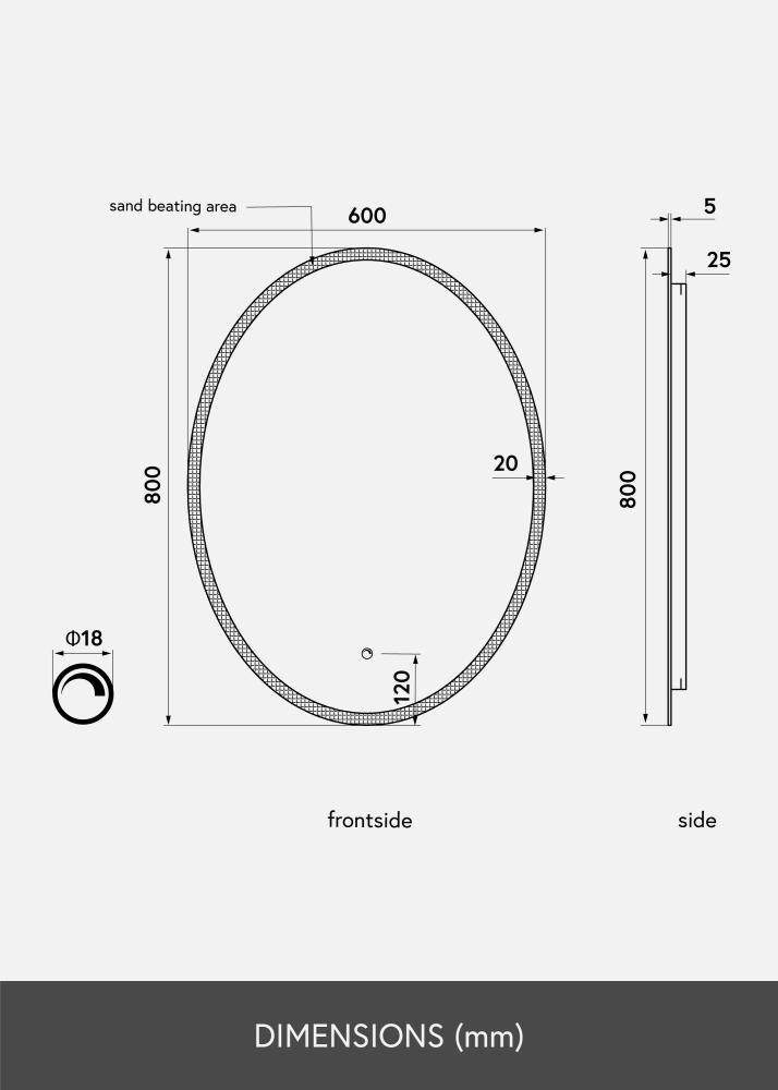 KAILA Spegel Oval LED 60x80 cm