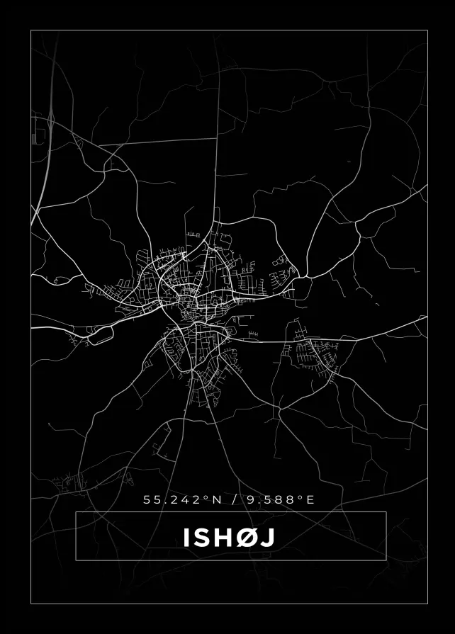 Karta - Ishøj - Svart Poster