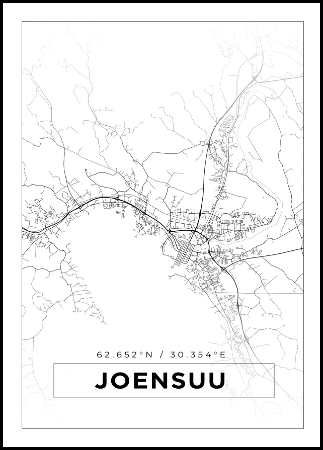 Karta - Joensuu - Vit Poster