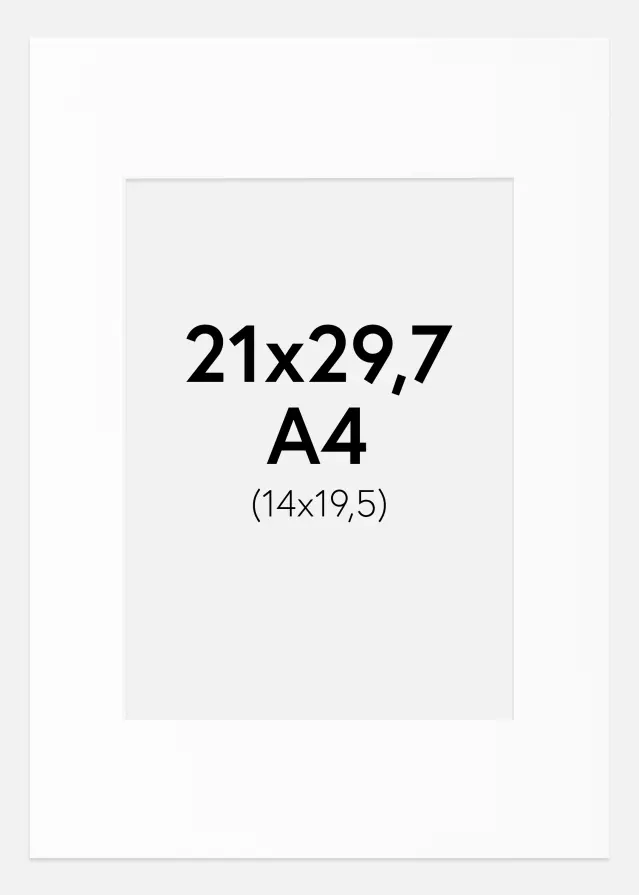 Passepartout Vit Standard (Vit kärna) A4 21x29,7 cm (14x19,5)