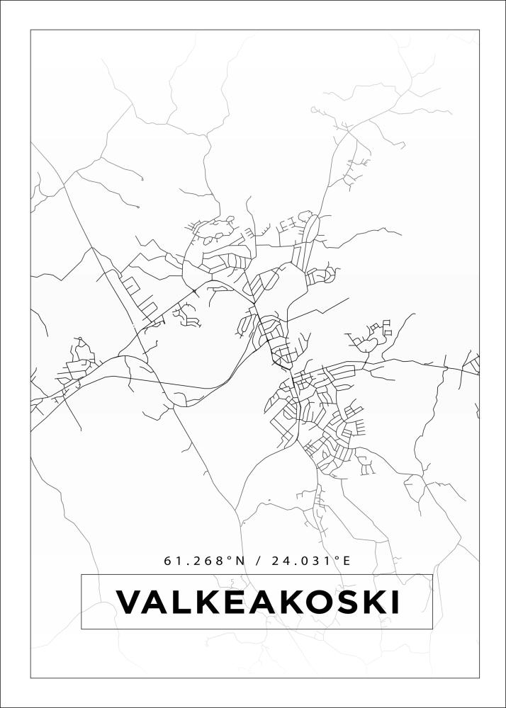 Karta - Valkeakoski - Vit Poster