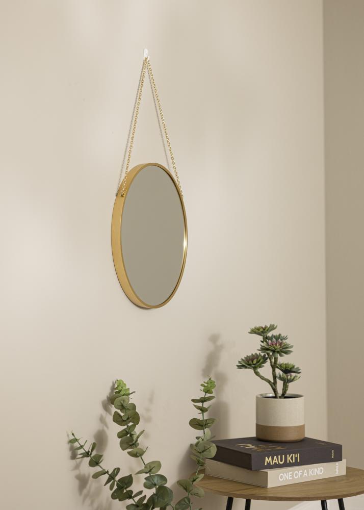 Rund Spegel Modern Deep Guld 40 cm Ø