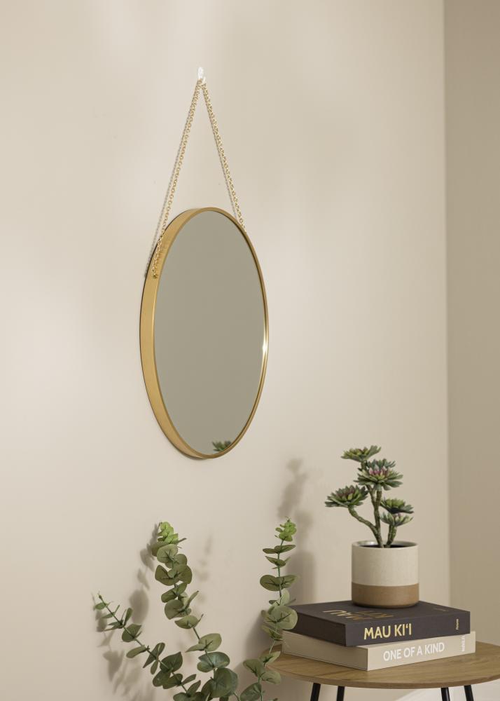 Rund Spegel Modern Deep Guld 50 cm Ø