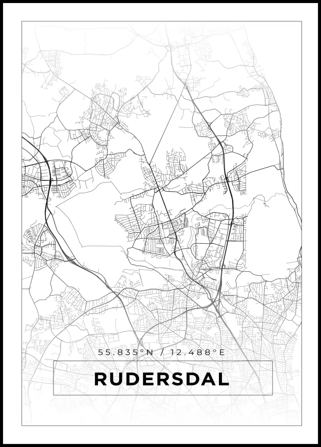 Karta - Rudersdal - Vit Poster