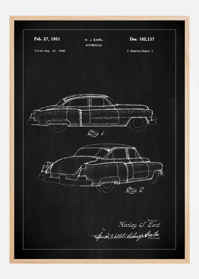 Patentritning - Cadillac I - Svart Poster