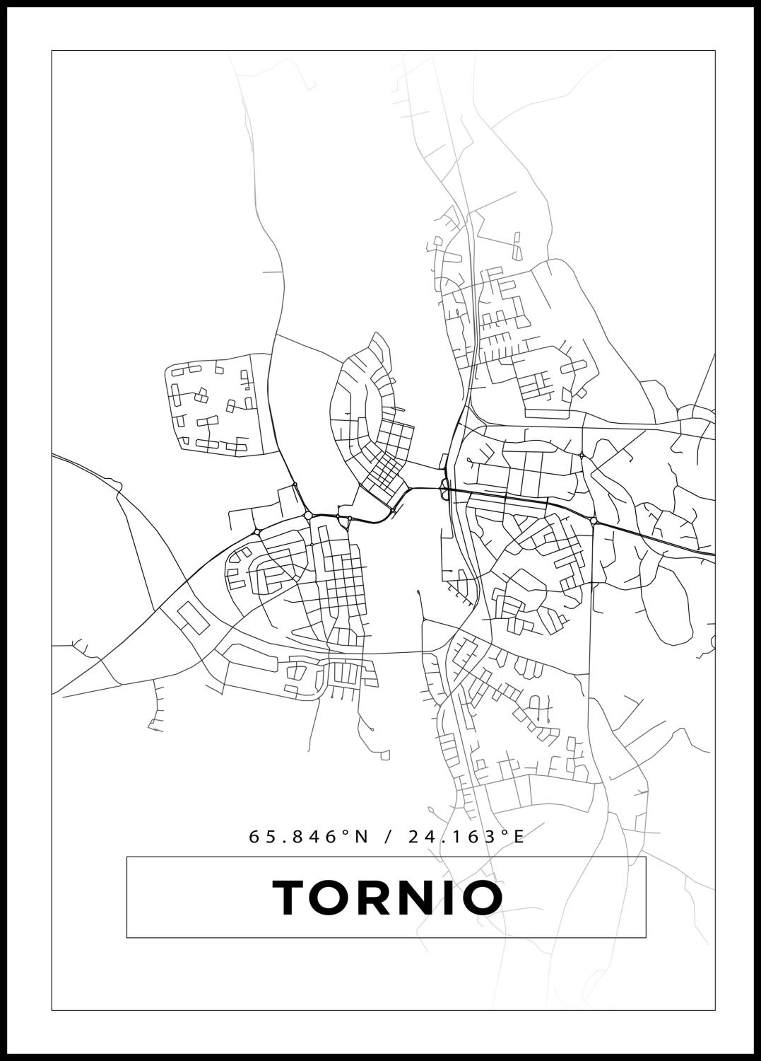 Karta - Tornio - Vit Poster (40x50 cm)