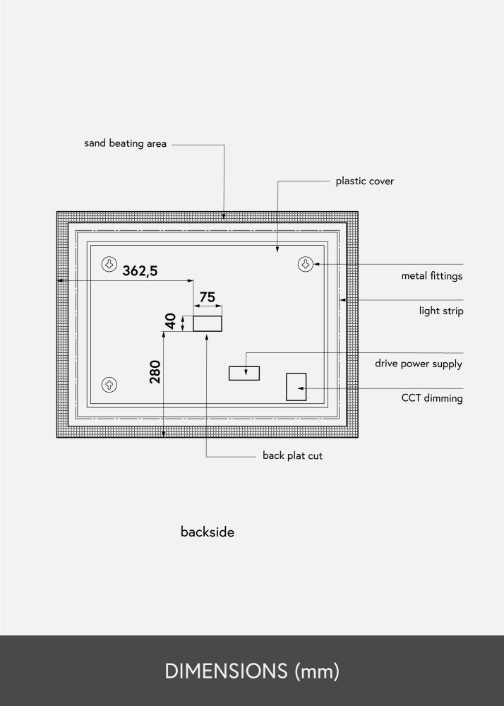 KAILA Spegel Rectangle II LED 60x80 cm