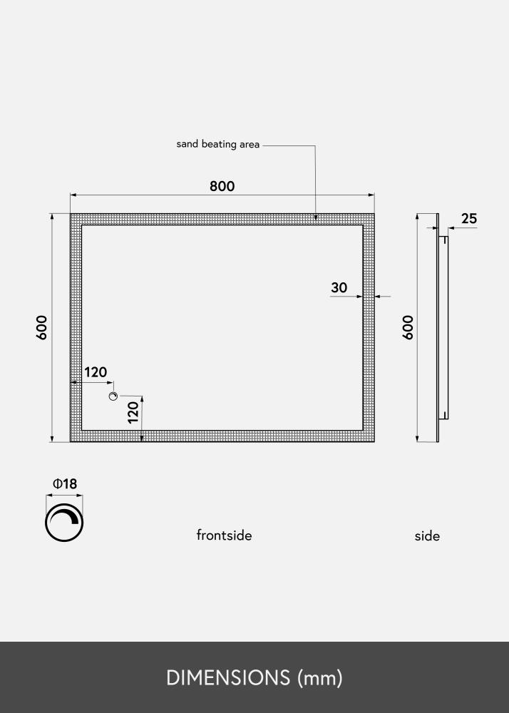 KAILA Spegel Rectangle II LED 60x80 cm