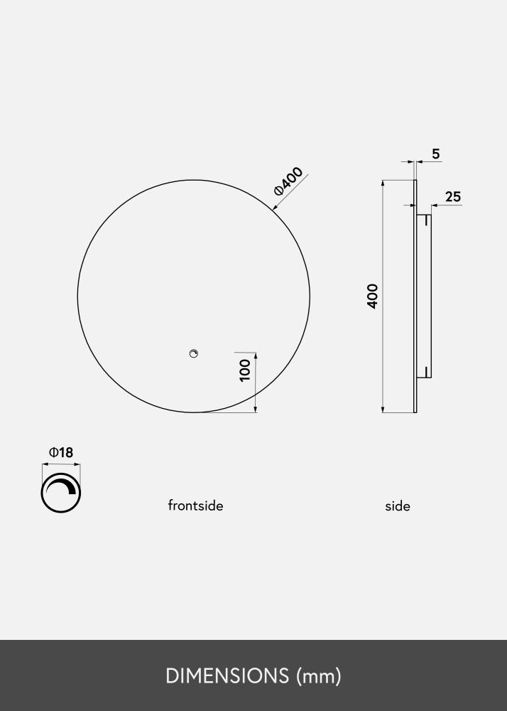 KAILA Spegel LED 40 cm Ø