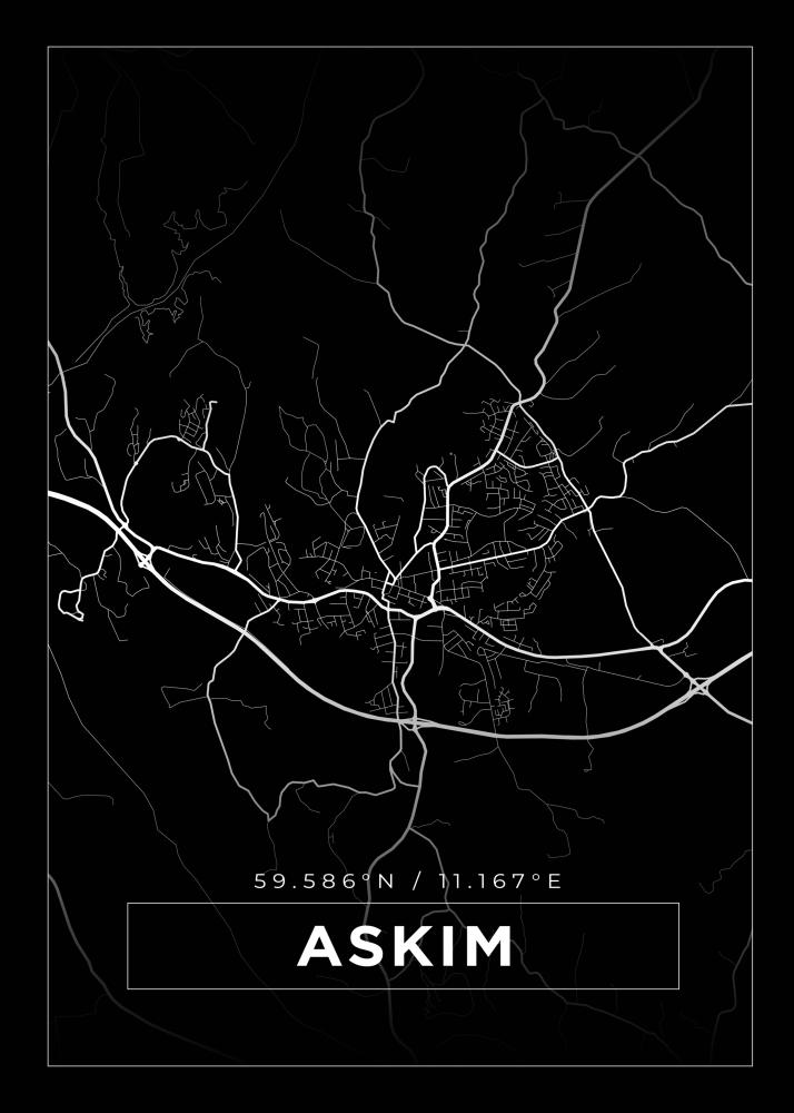 Karta - Askim - Svart Poster