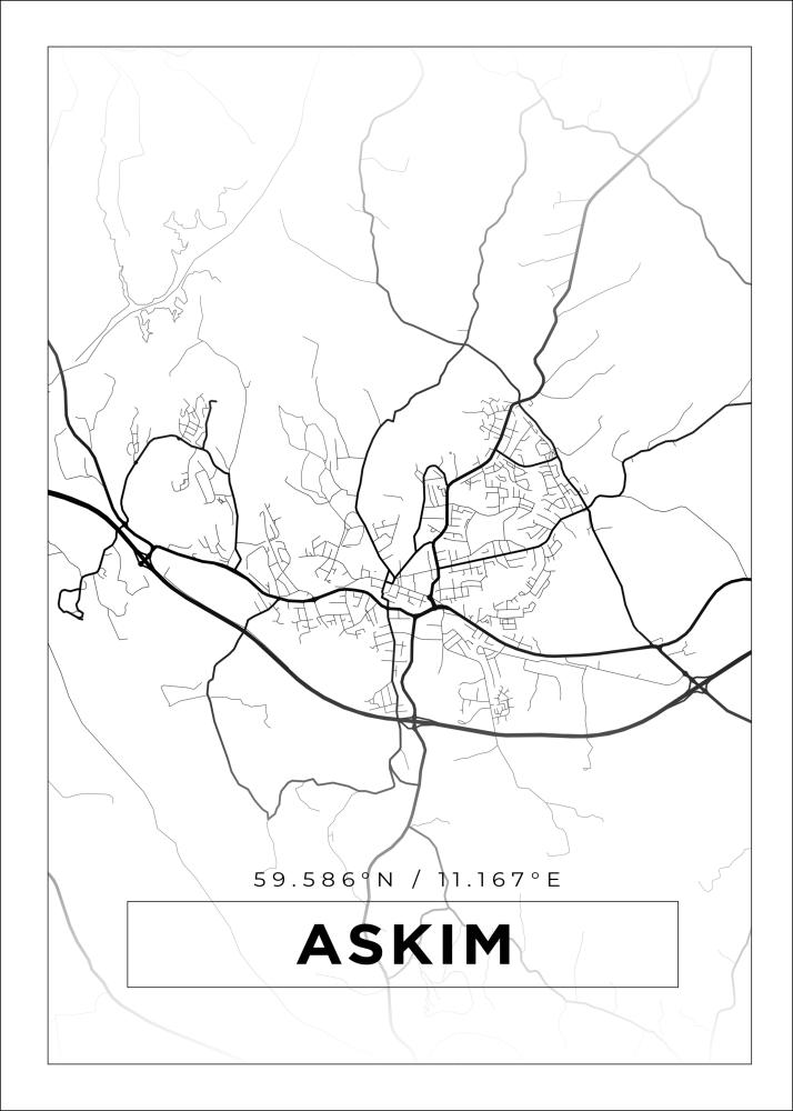 Karta - Askim - Vit Poster