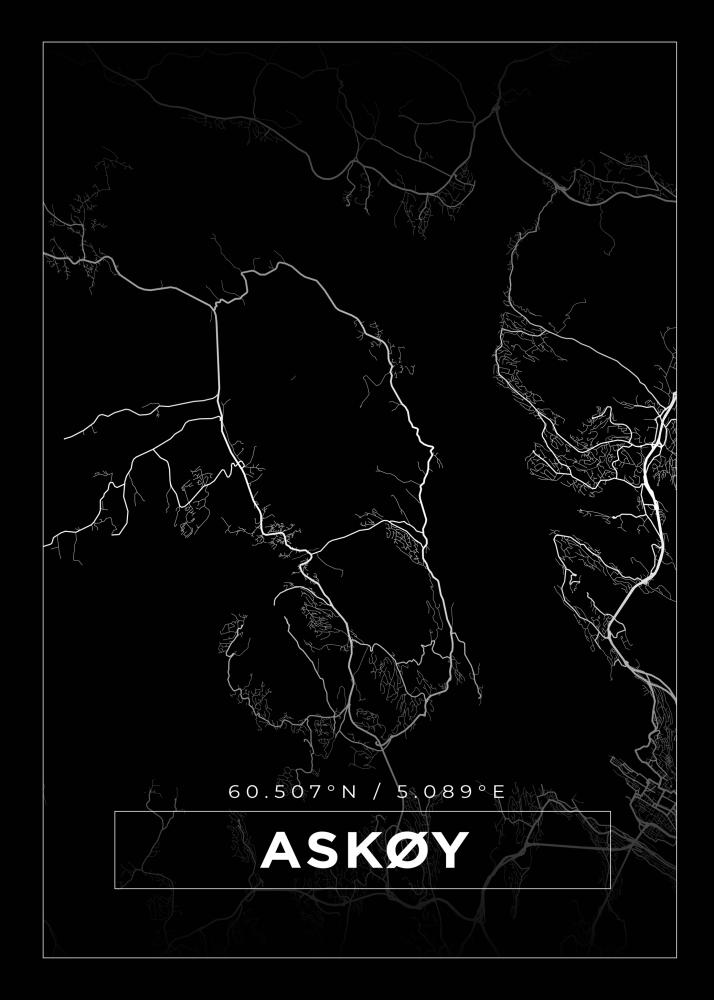 Karta - Askøy - Svart Poster