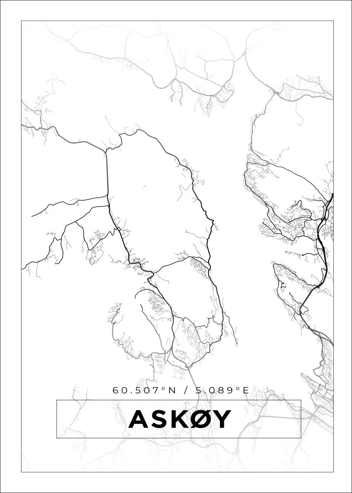 Karta - Askøy - Vit Poster