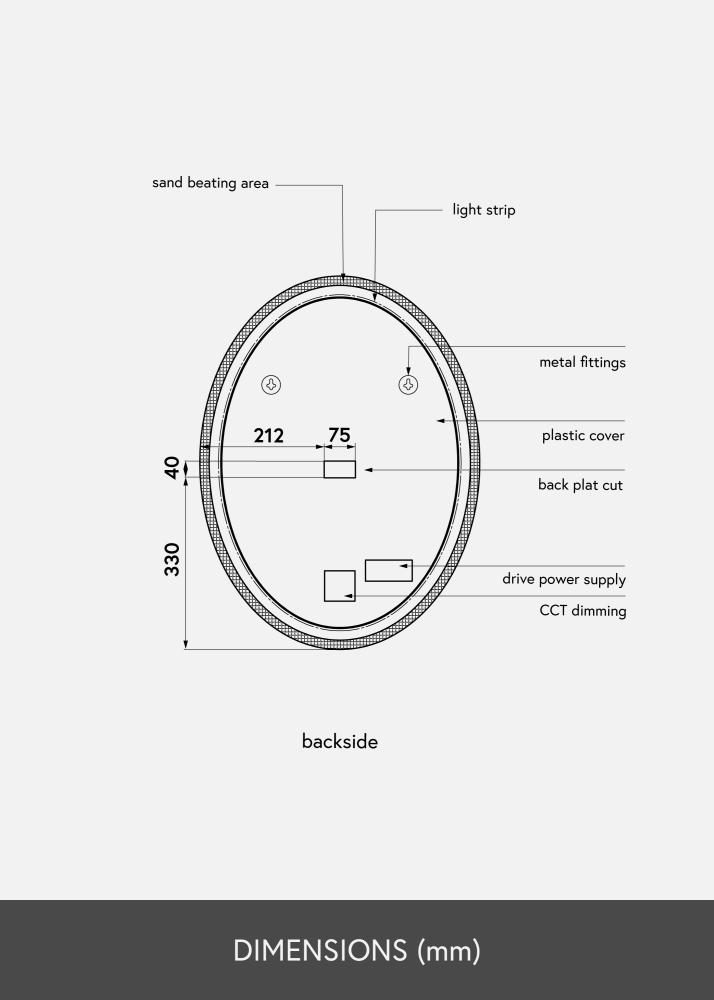 KAILA Spegel Oval LED 50x70 cm