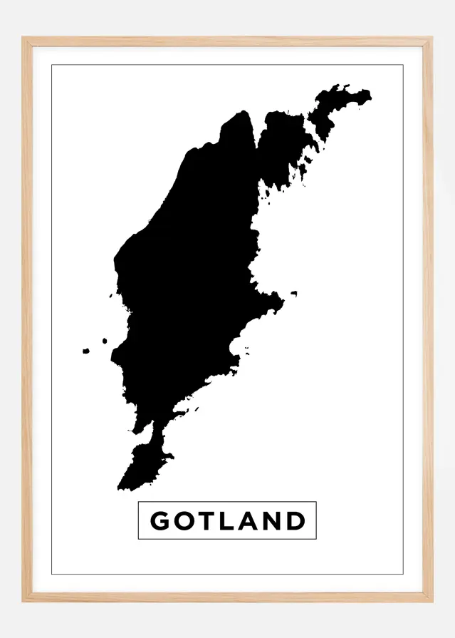 Karta - Gotland - Vit Poster