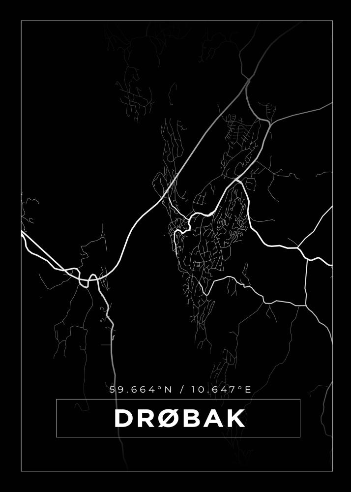 Karta - Drøbak - Svart Poster