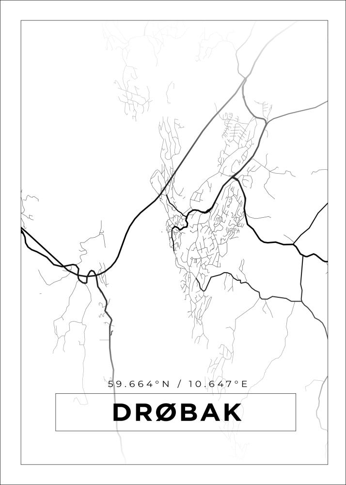 Karta - Drøbak - Vit Poster