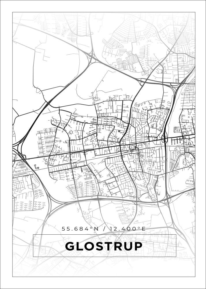 Karta - Glostrup - Vit Poster