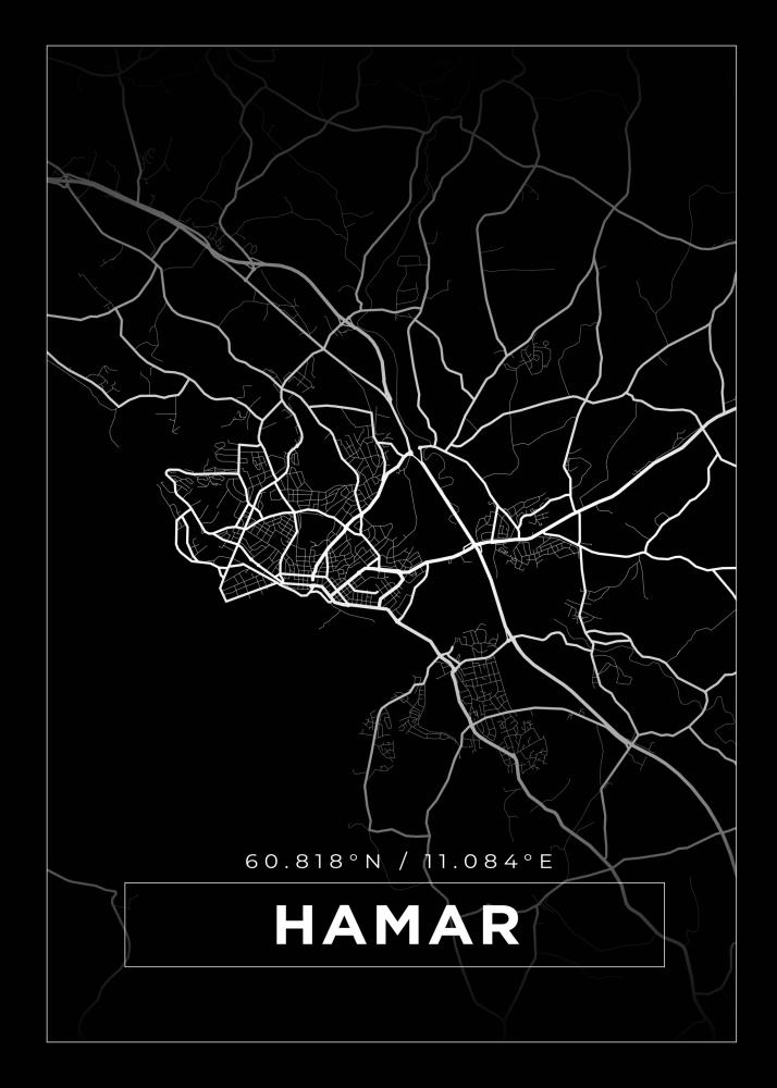 Karta - Hamar - Svart Poster