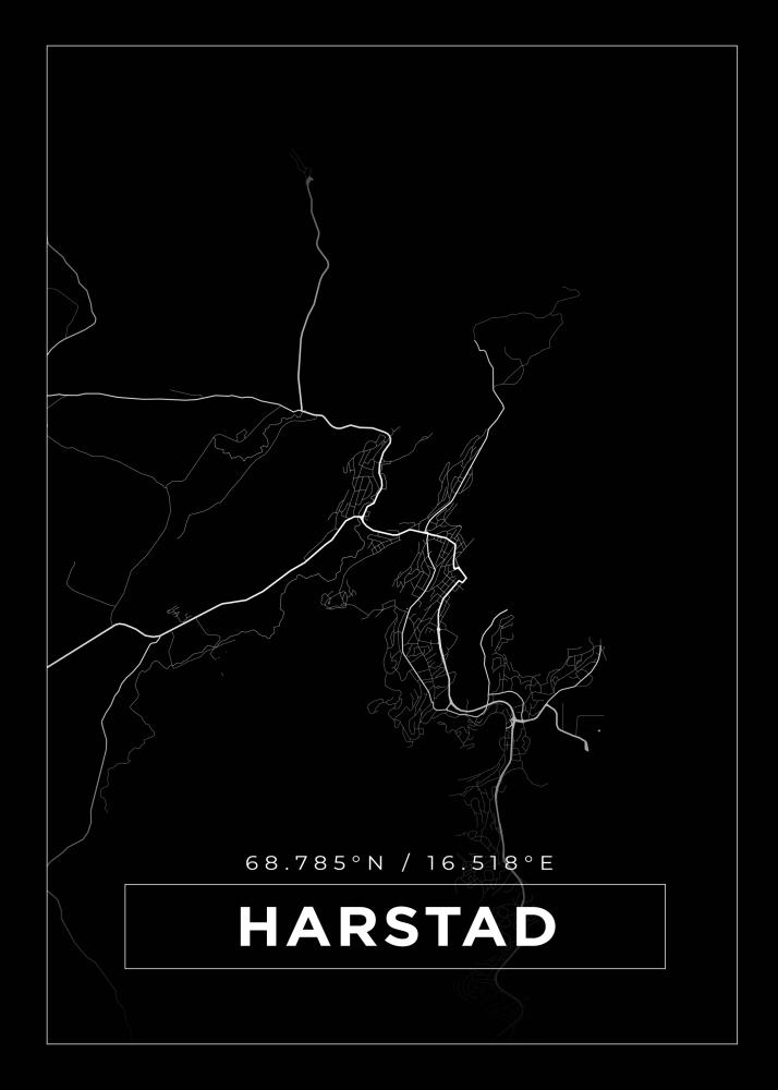 Karta - Harstad - Svart Poster