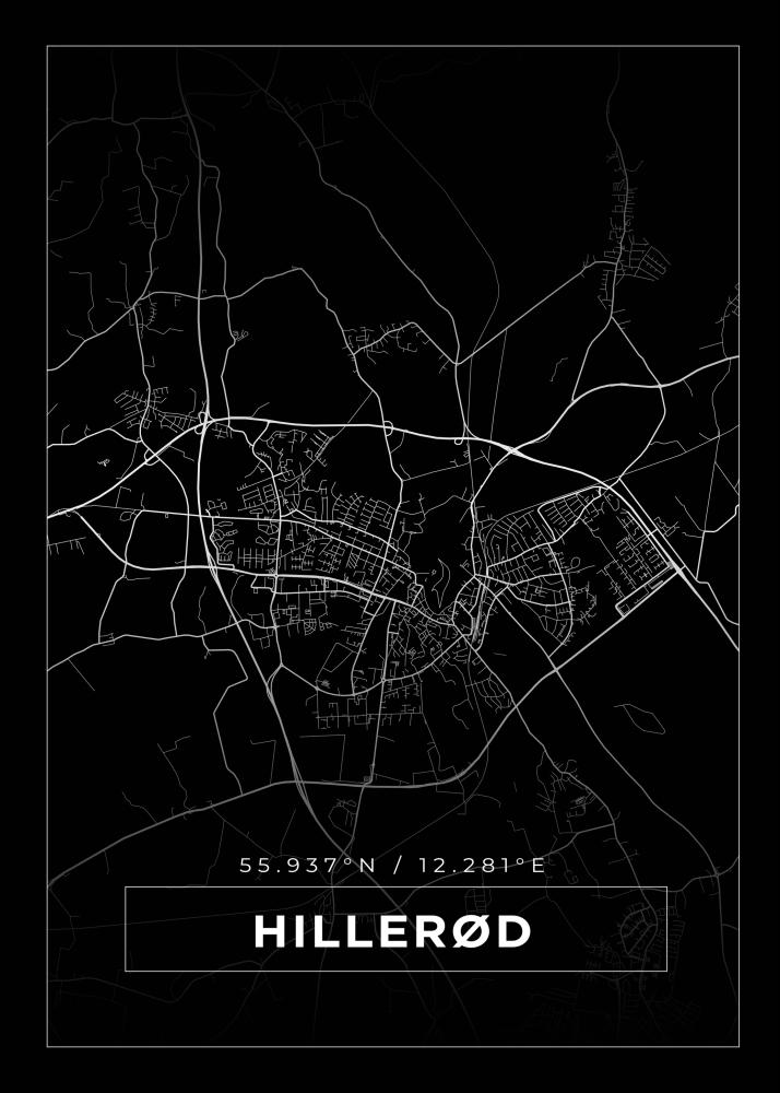 Karta - Hillerød - Svart Poster