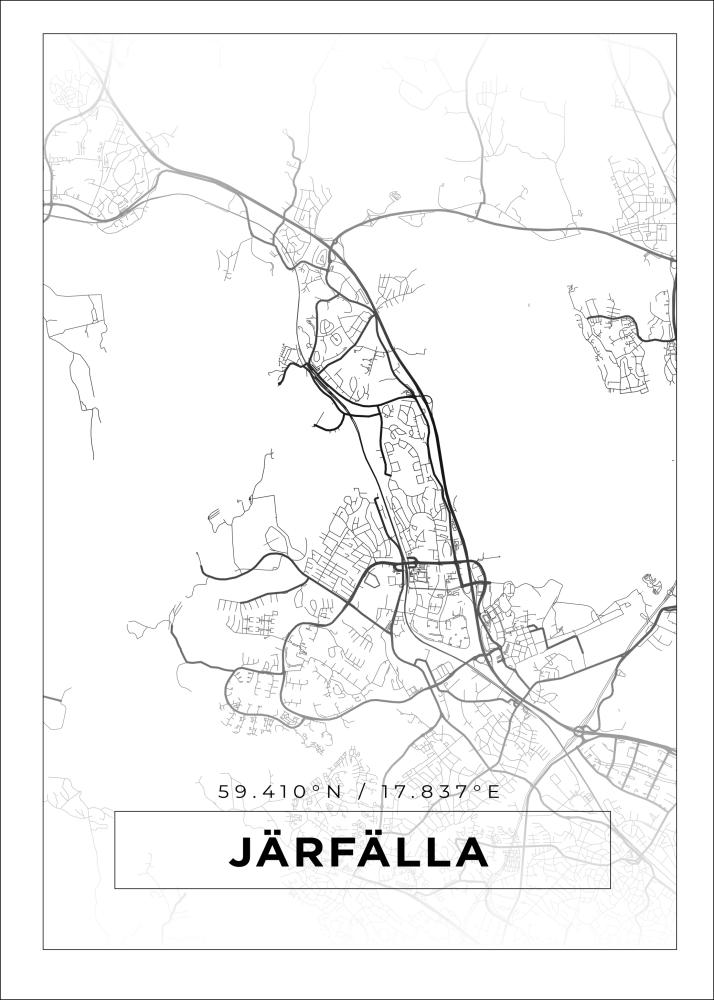 Karta - Järfälla - Vit Poster