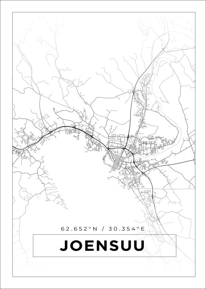 Karta - Joensuu - Vit Poster