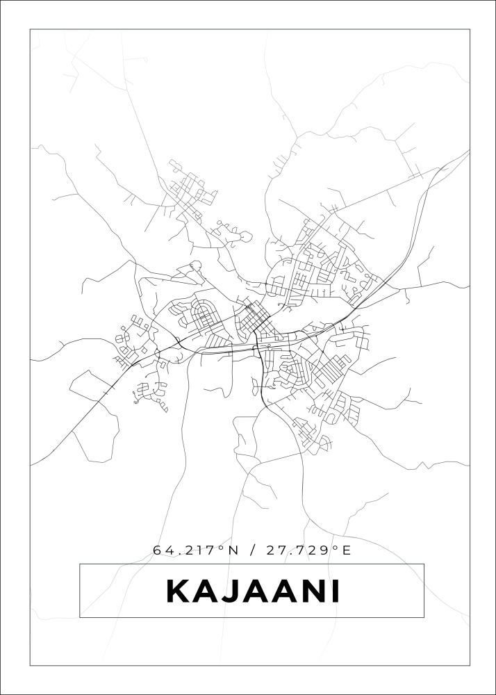 Karta - Kajaani - Vit Poster