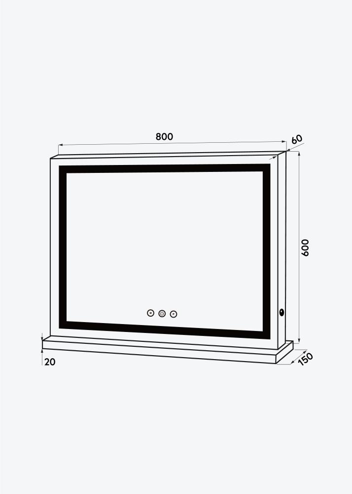 KAILA Sminkspegel Base Horisontal LED Vit 80x60 cm