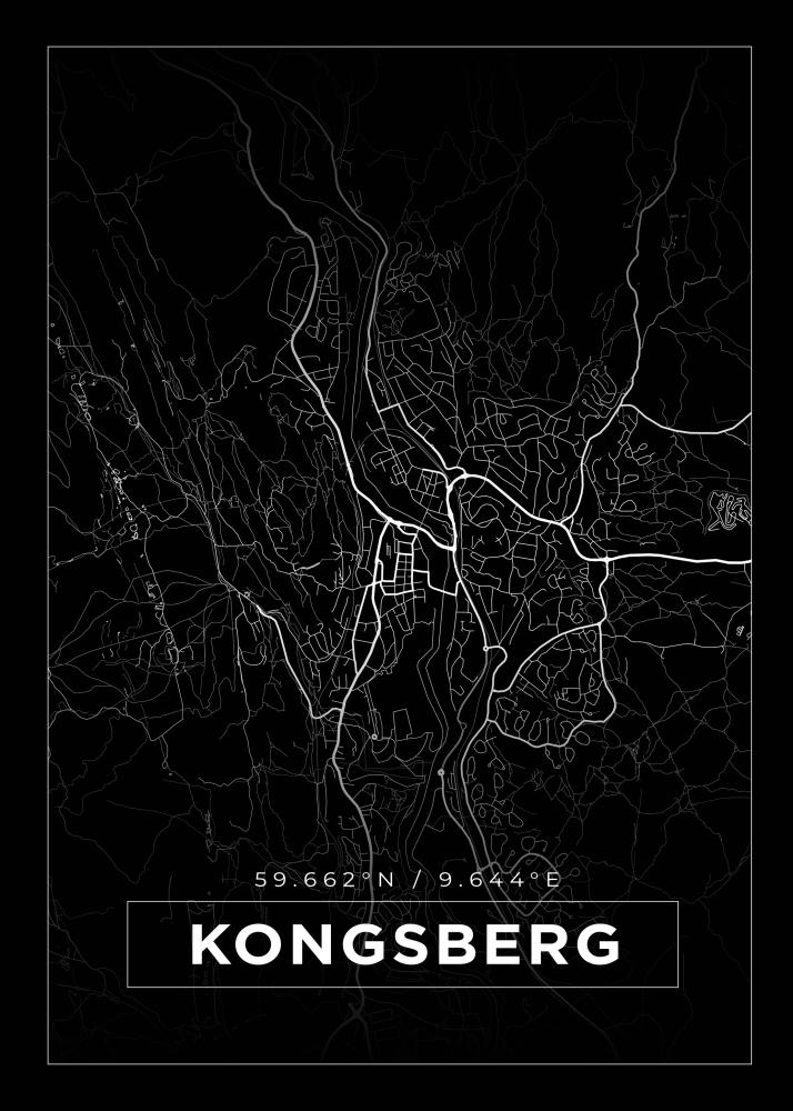 Karta - Kongsberg - Svart Poster