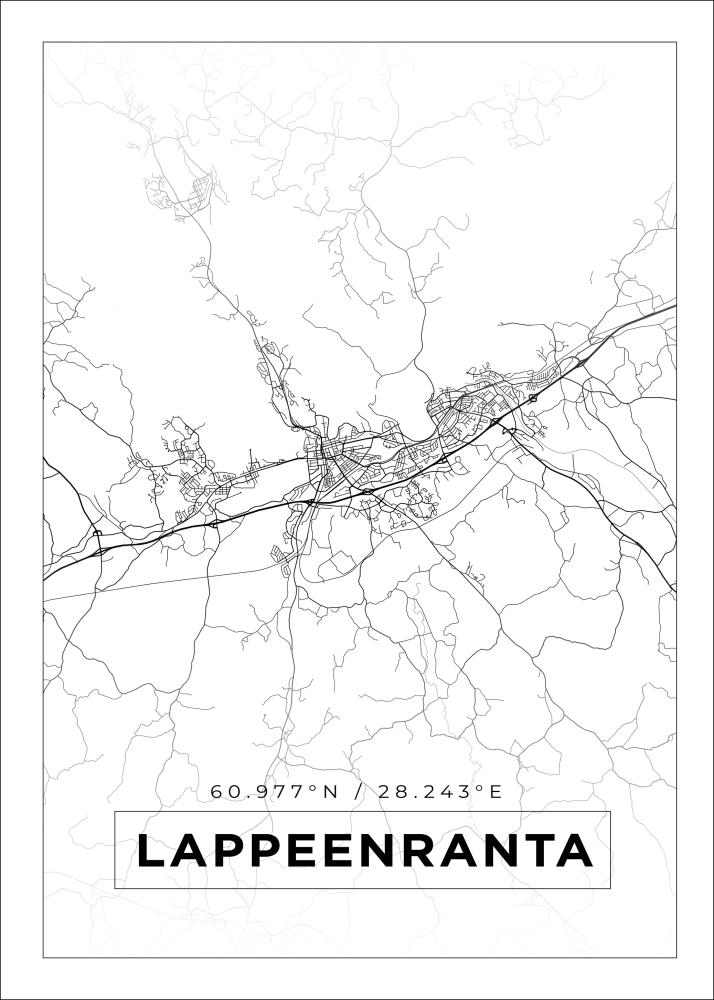 Karta - Lappeenranta - Vit Poster